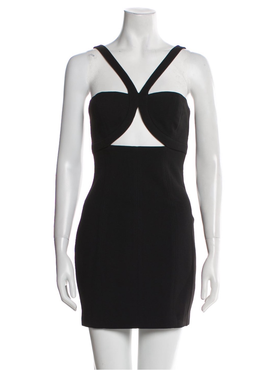 Nwt Misha Black Cutout Mini Dress With Strappy Detail